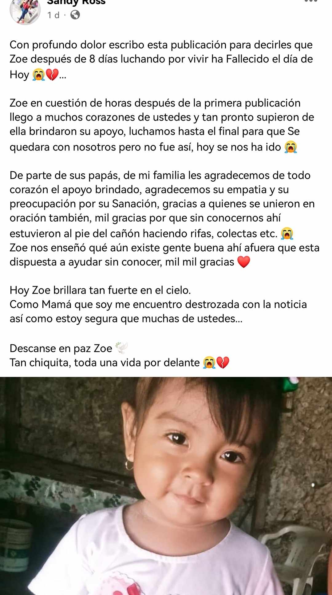 Fallece otra menor por dengue