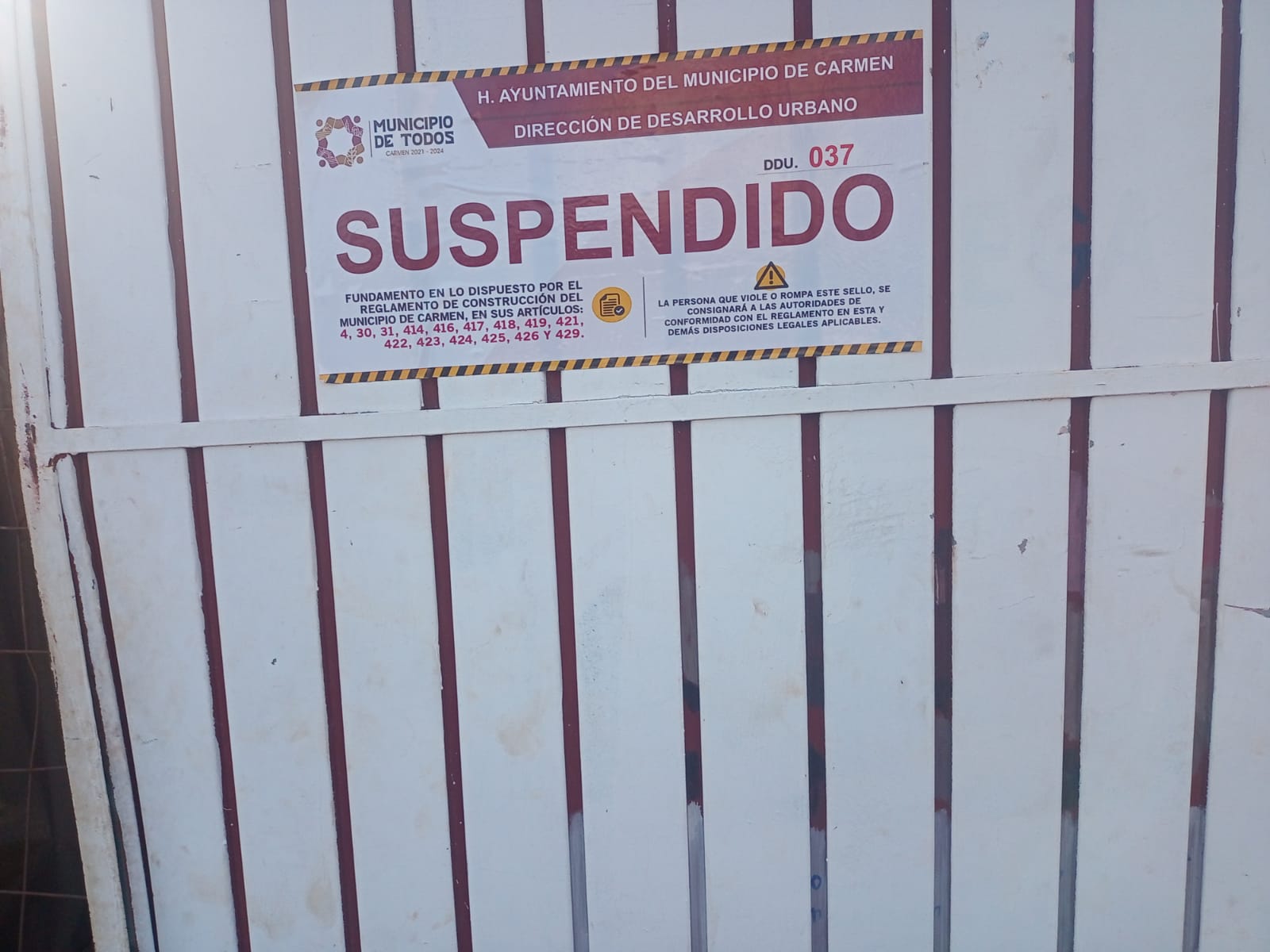 Suspensión de la gasolinera por incumplimiento al proceso de construcción
