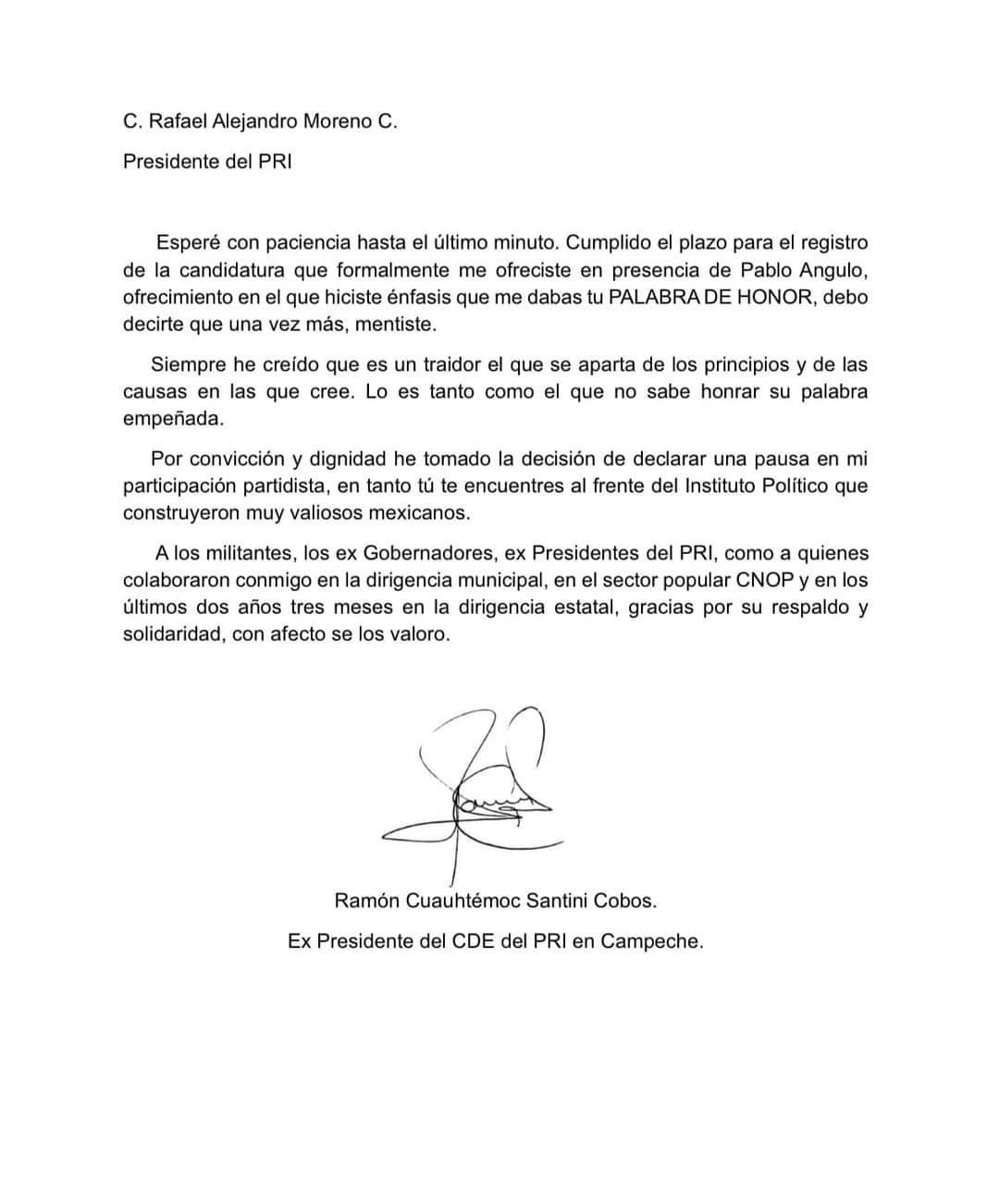 Renuncian legisladores locales al PRI