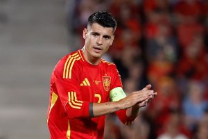 El jugador del Atlético de Madrid Álvaro Morata, marcó el día de hoy, en la victoria de 3-0 de España, ante Croacia, en el segundo día de la Eurocopa 2024.