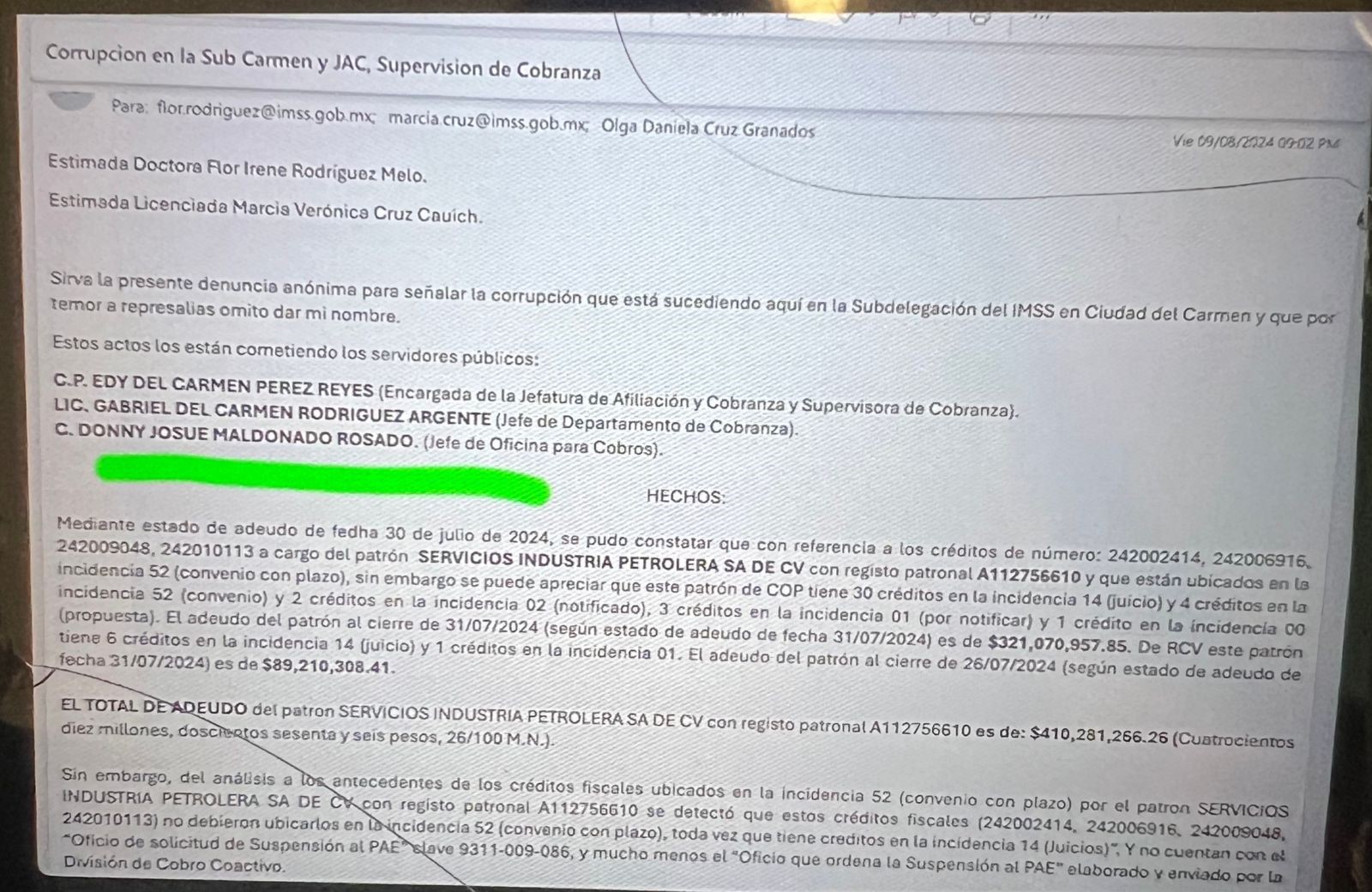 Corrupción en IMSS de Ciudad del Carmen