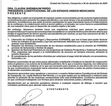 Reconocen acciones Claudia Sheinbaum para solventar los pagos a petroempresas