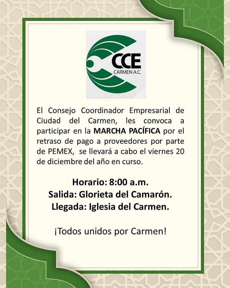 Empresarios carmelitas Marcharán mañana contra Pemex