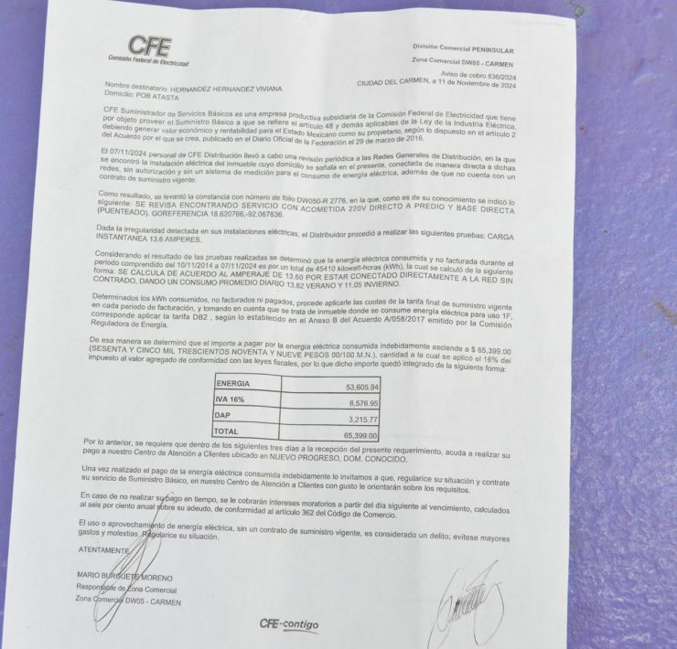 Continúa llegando recibos de luz con excesos de cobro en Atasta