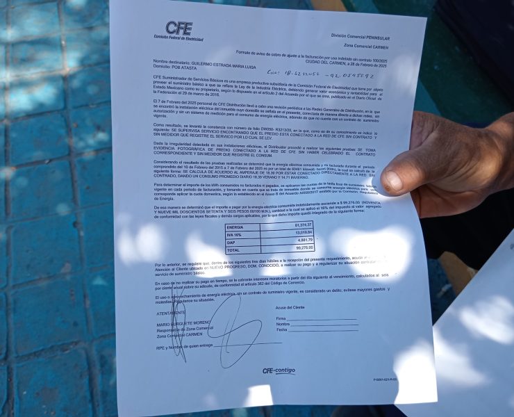 Atastecos denuncian cobros excesivos de la CFE